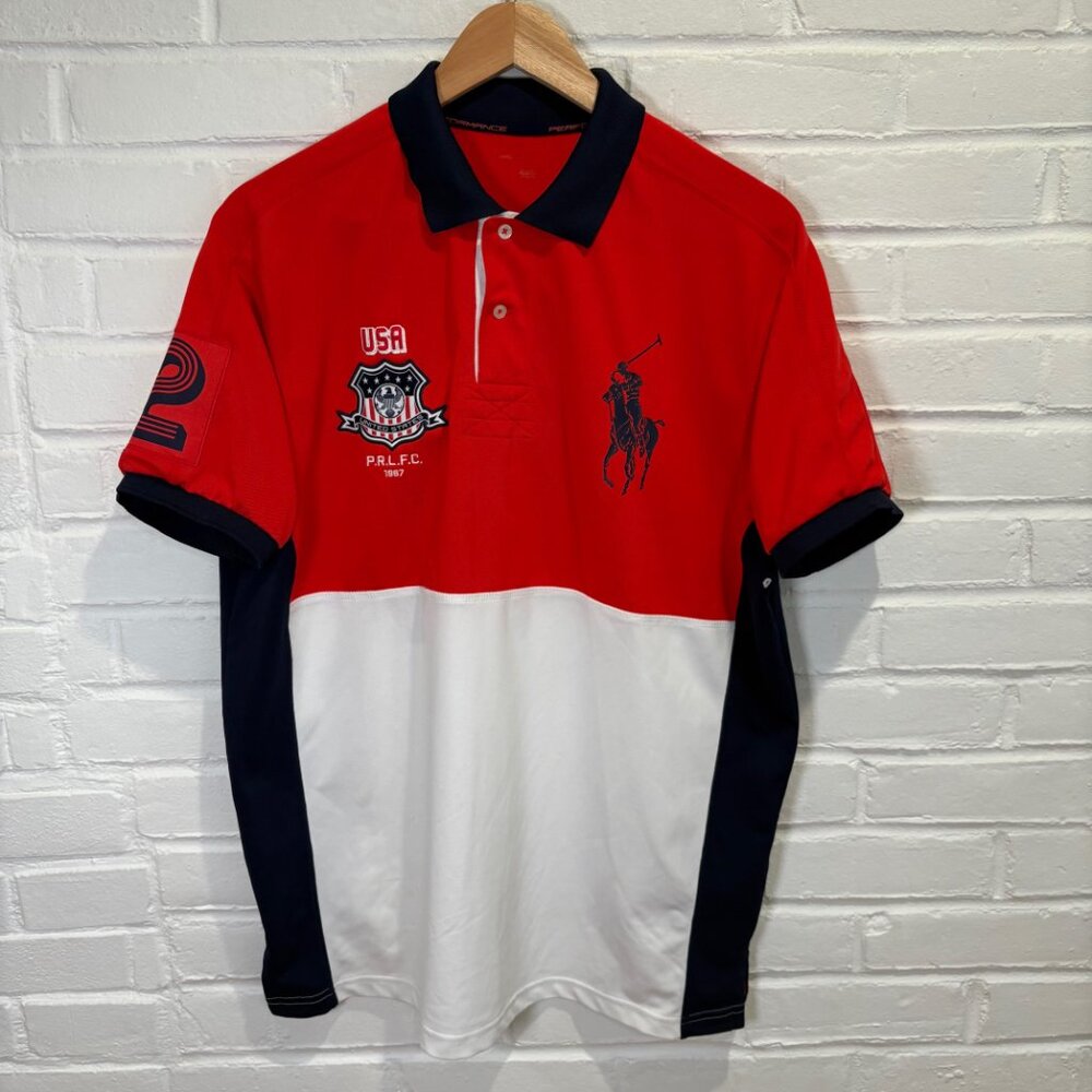 Ralph Lauren Polo Sport Performance World Cup PRLFC USA Golf Shirt Men's Large